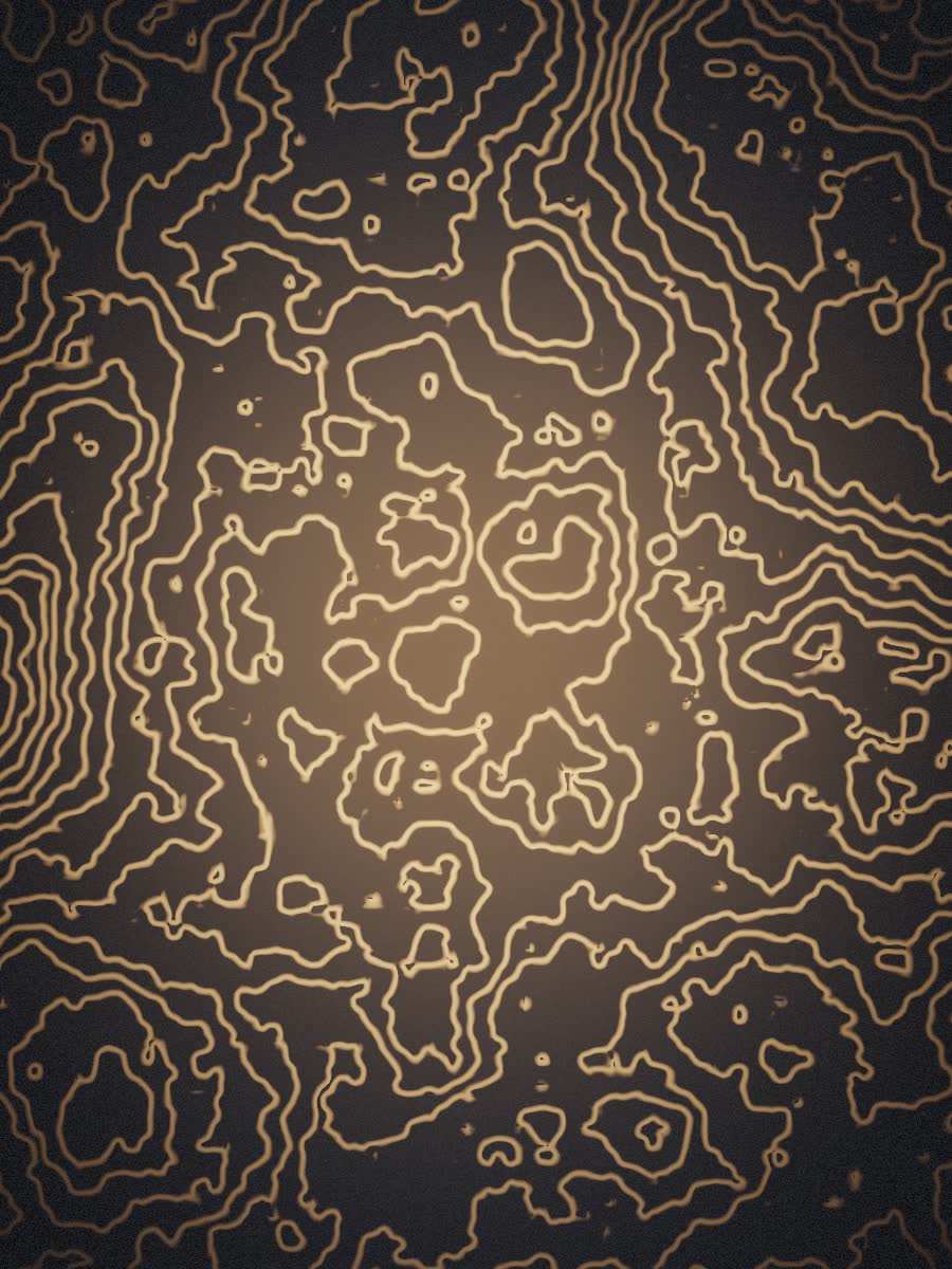 Concentric amber contour lines describing a light field.