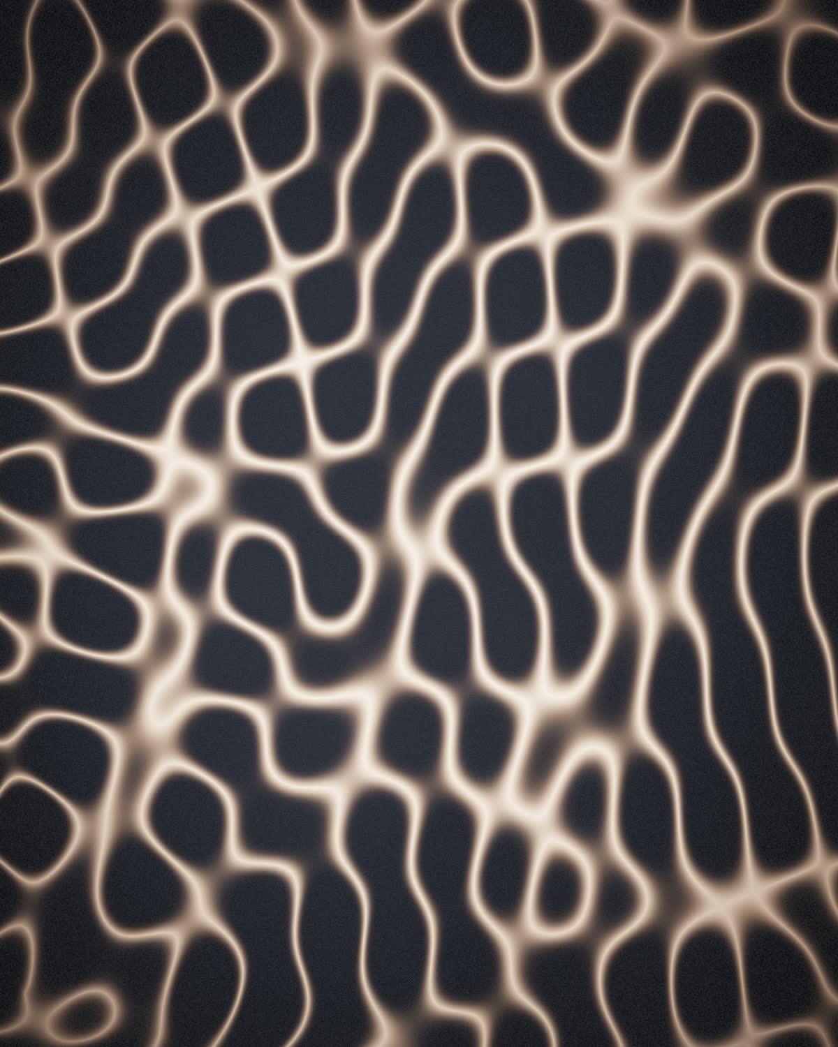 Interference patterns of light rippling through darkness, evoking scattered attention.