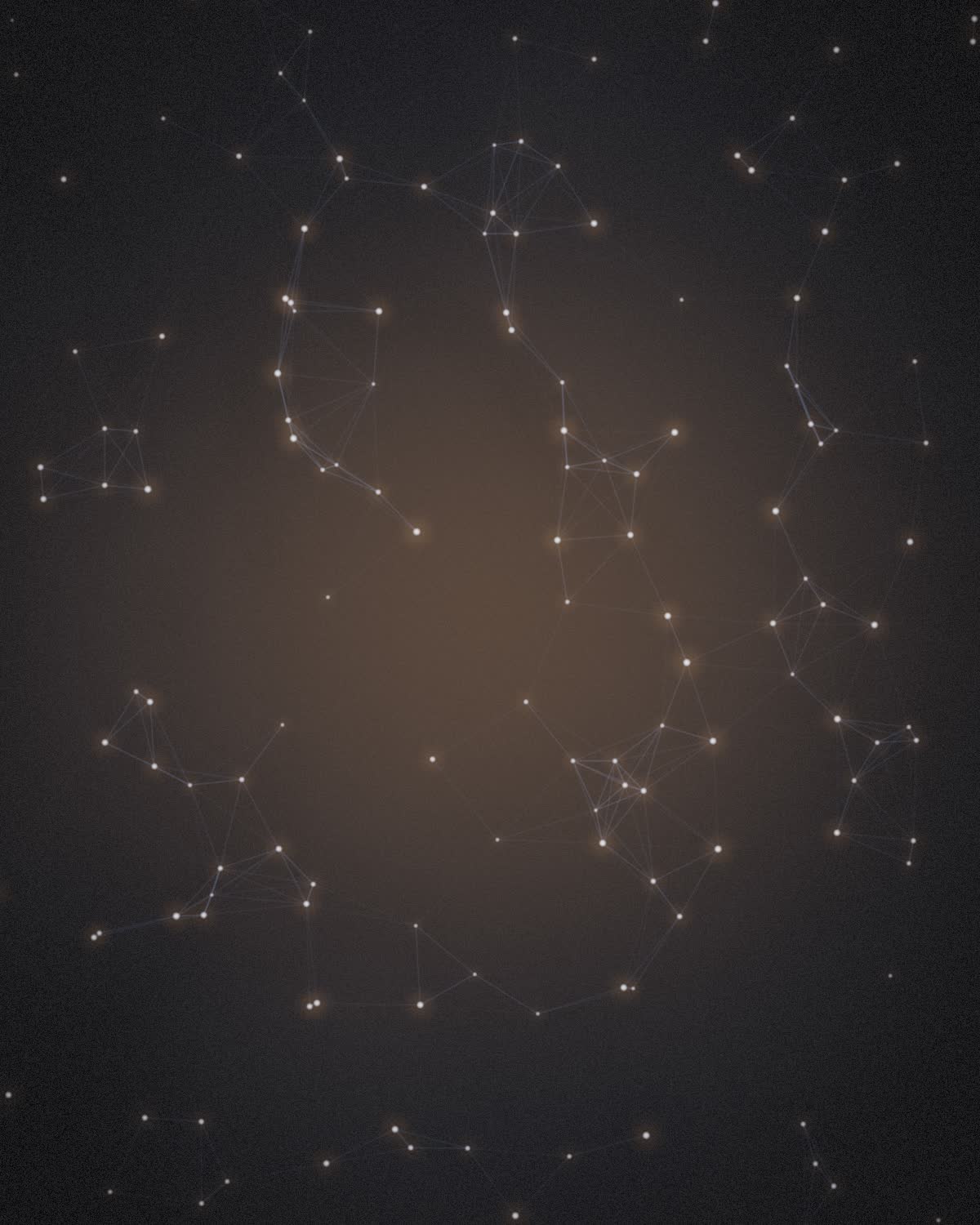 A constellation of luminous nodes joined by fine filaments, forming a connected field.